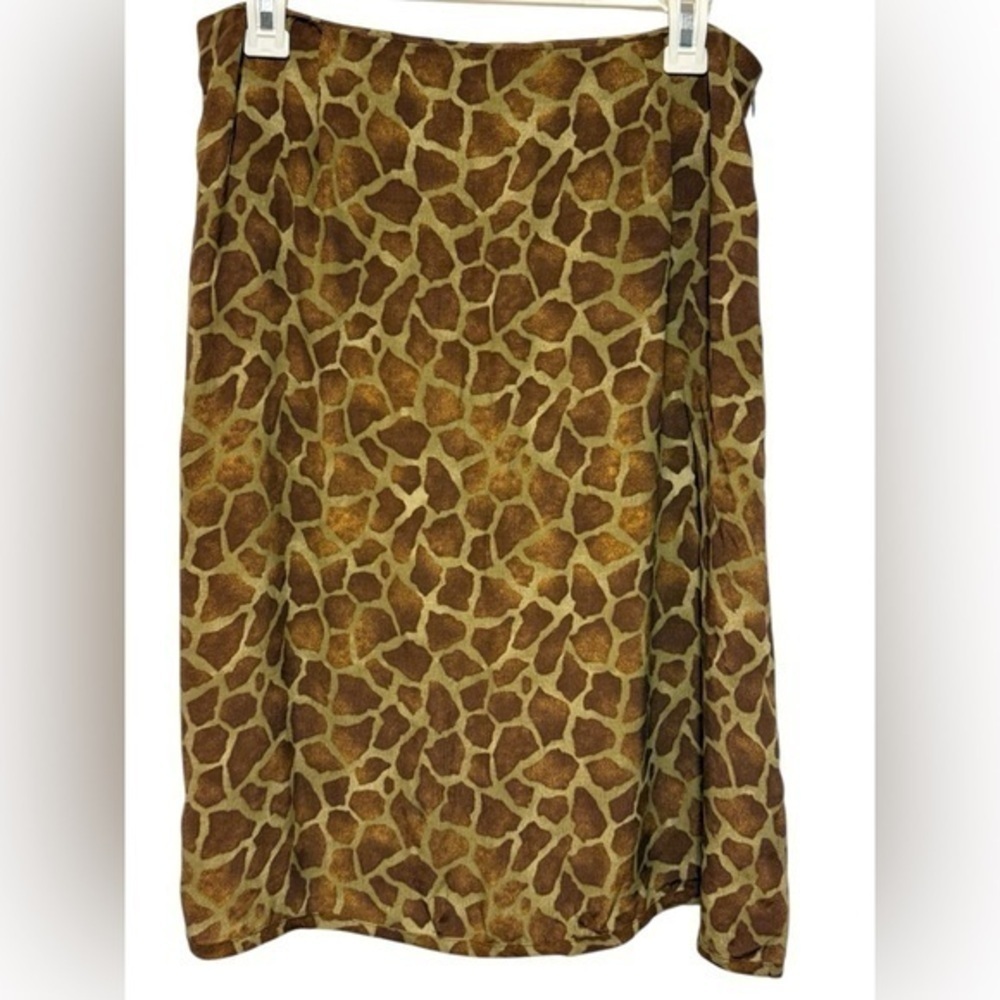 Vintage Women’s Green Brown Animal Print Apparel Giraffe Print Skirt Size 10